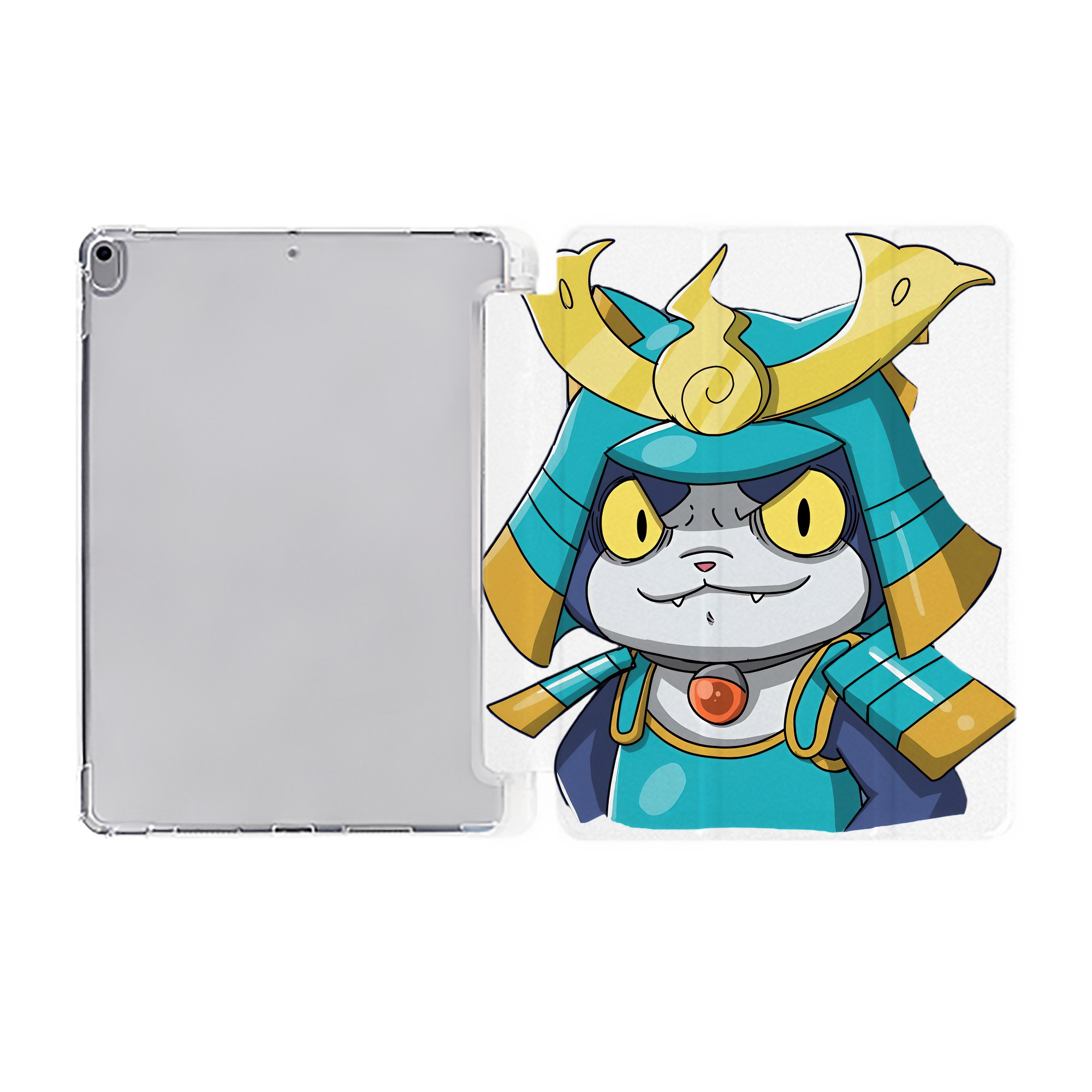 （画像用） 妖怪ウォッチ Yo-kai Watch IPad ケース ペン収納付き 三つ折りスタンド PUレザー×シリコン 対応機種9.5/10.5/10.9インチ